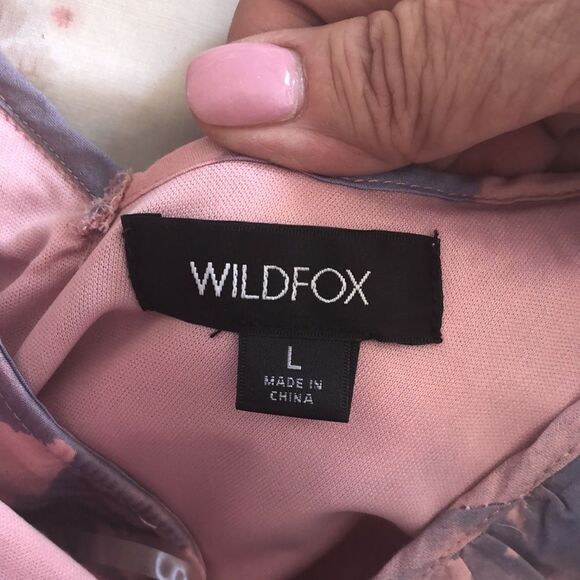 Wildfox Blair Deep V Neck Ruffle Dress Size L NWT Abstract Watercolor - Picture 3 of 7